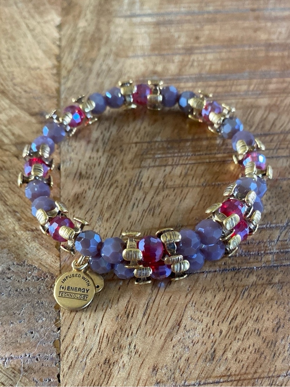 Alex and Ani "Aubergine Splendor" Beaded Wrap Bracelet